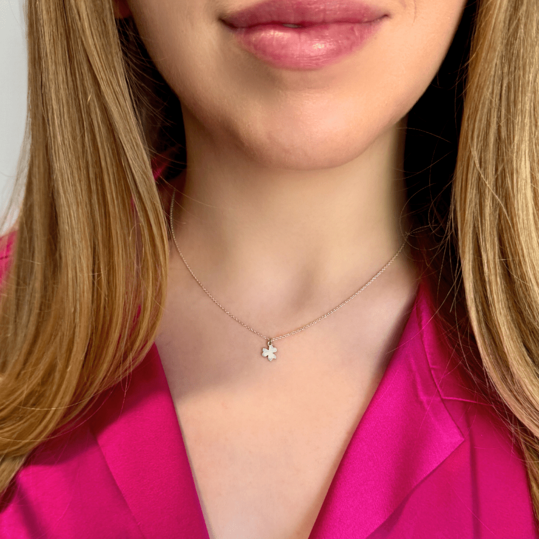 Solid Shamrock Necklace in Sterling Silver - Mazi New York Jewelry