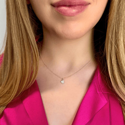 Solid Shamrock Necklace in Sterling Silver - Mazi New York Jewelry