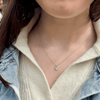 Solid Shamrock Necklace in Sterling Silver - Mazi New York Jewelry