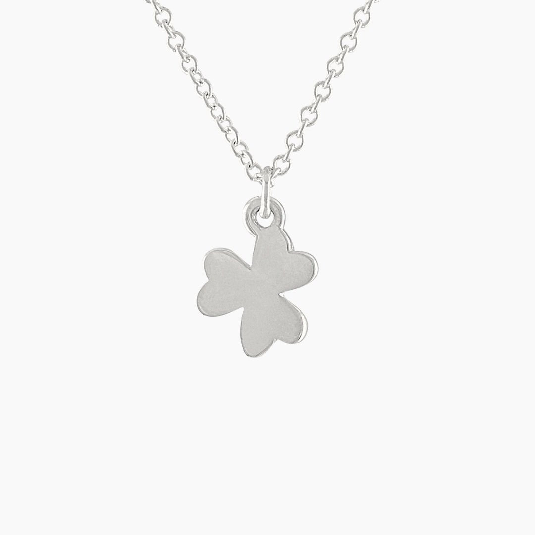 Solid Shamrock Necklace in Sterling Silver - Mazi New York Jewelry