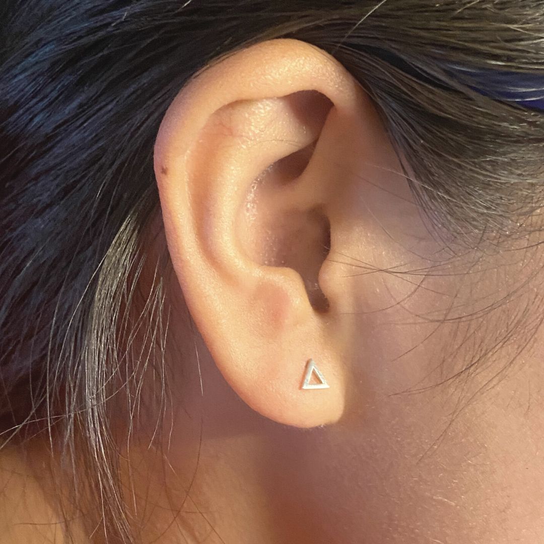 Triangle Earring in Sterling Silver (single earring) - Mazi New York-jewelry