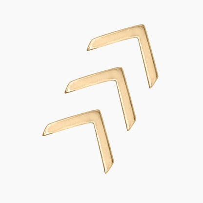 Triple Chevron Earrings in 14k Gold - Mazi New York-jewelry
