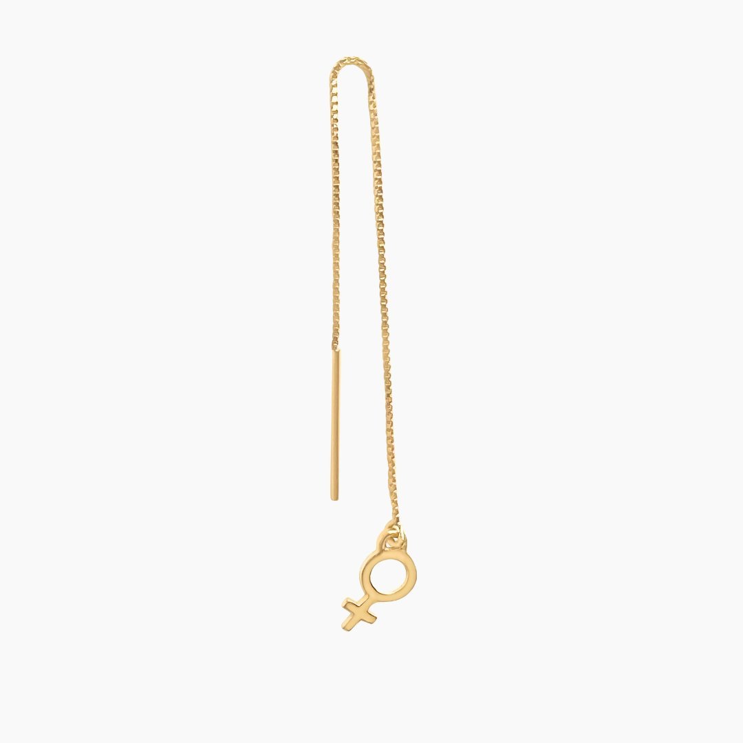 Venus Threader Earring in 14k Gold (single earring) - Mazi New York-jewelry