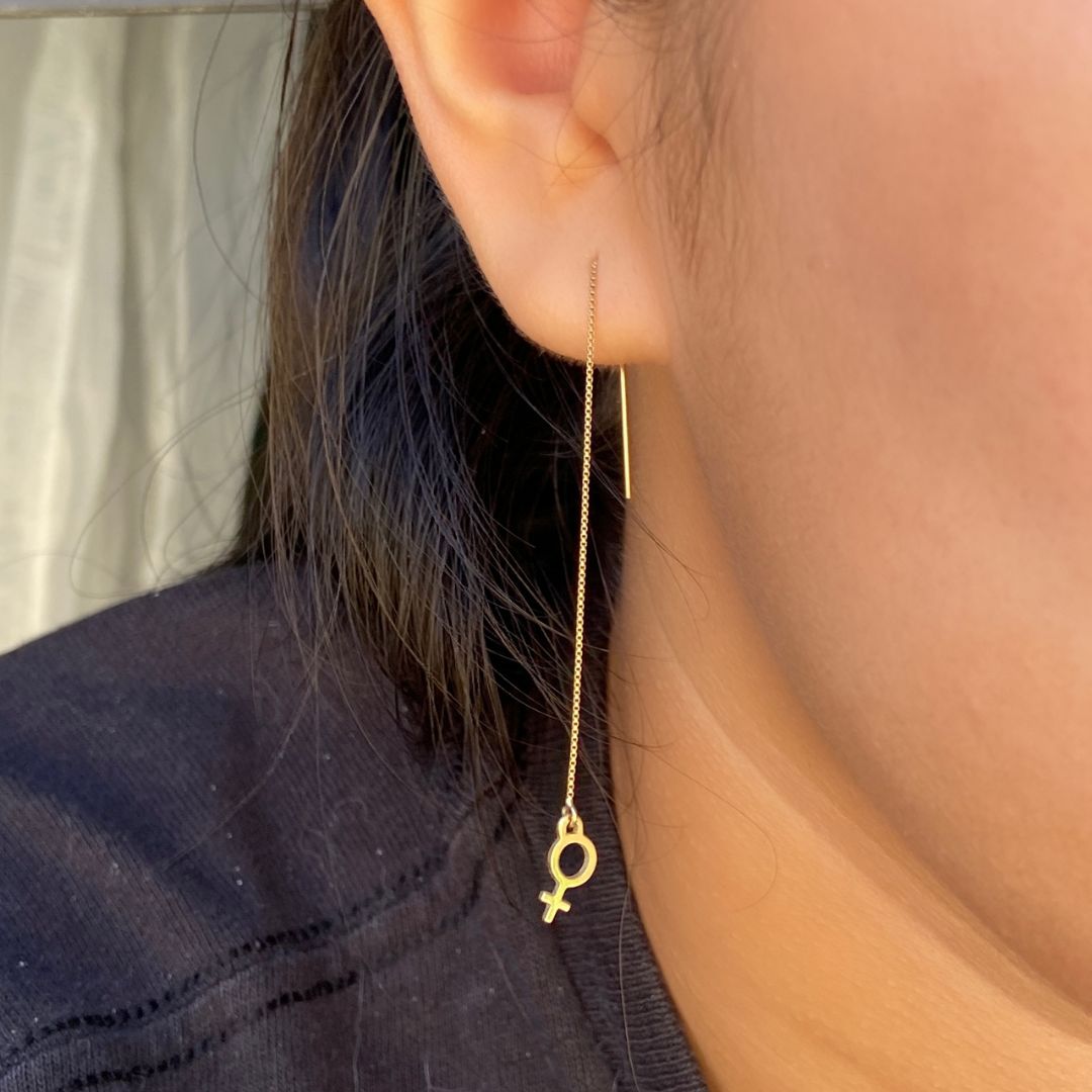 Venus Threader Earring in 14k Gold (single earring) - Mazi New York-jewelry