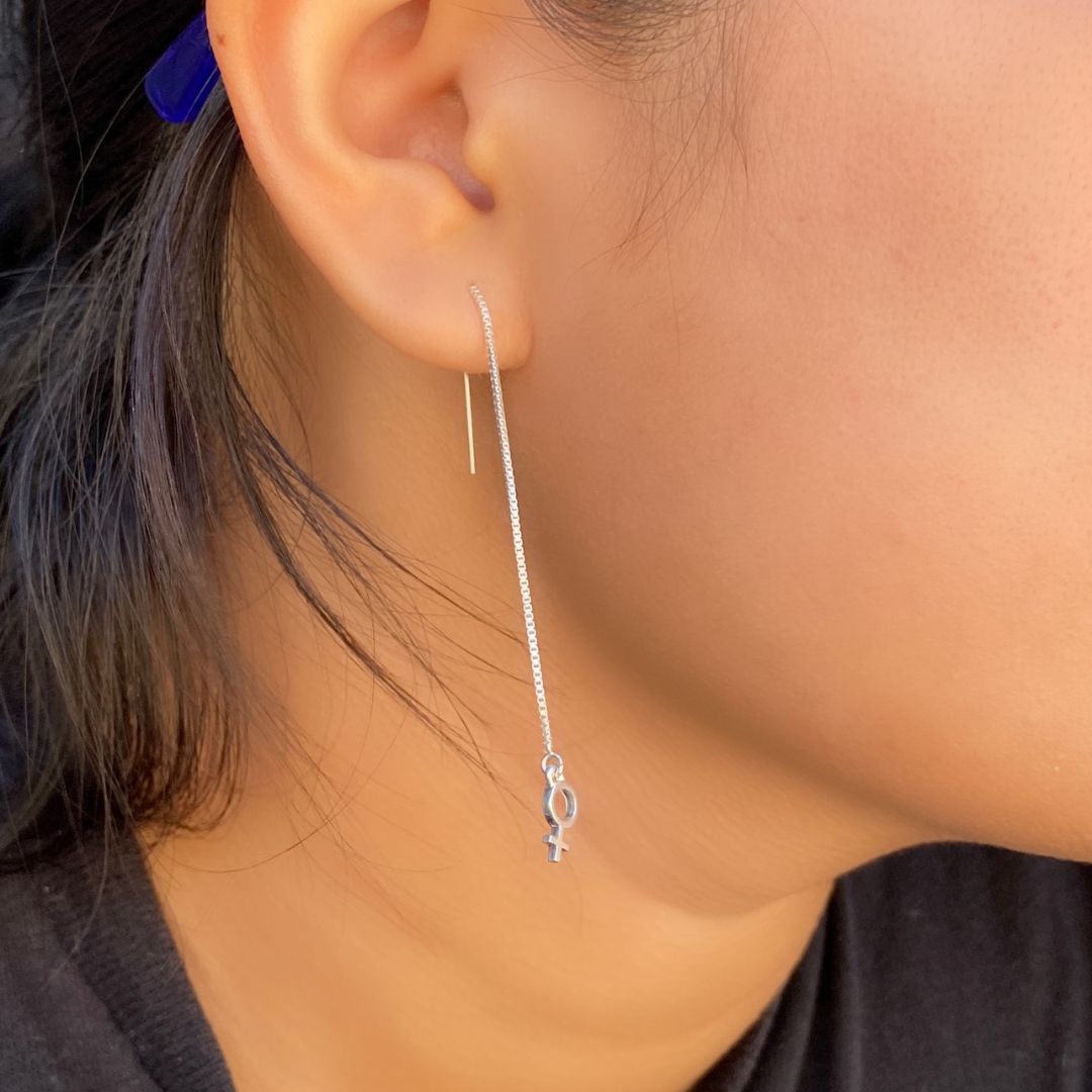 Venus Threader Earring in Sterling Silver (single earring) - Mazi New York-jewelry