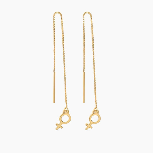 Venus Threader Earrings in 14k Gold - Mazi New York-jewelry