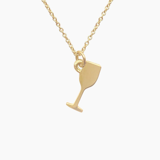 White Wine Glass Necklace in 14k Gold - Mazi New York-jewelry