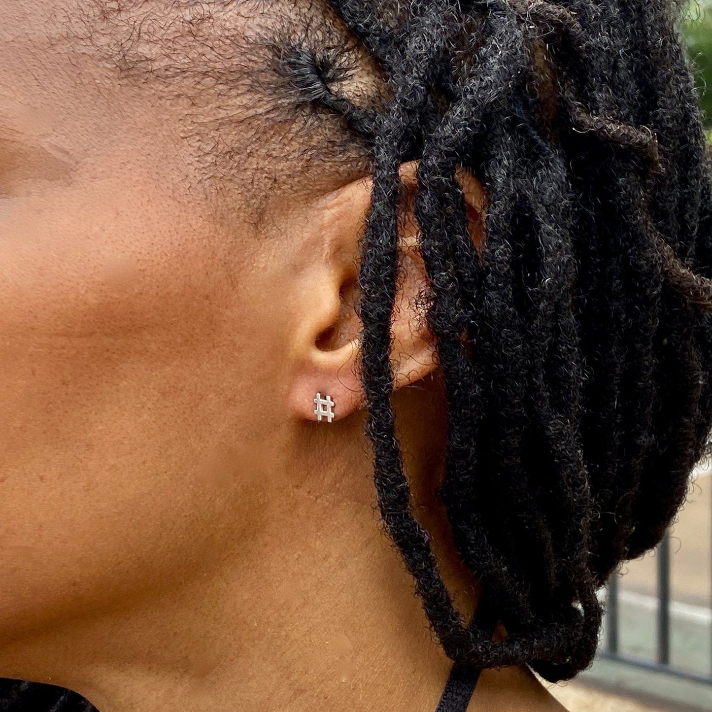 Sterling Silver Hashtag Earrings | mazi + zo jewelry