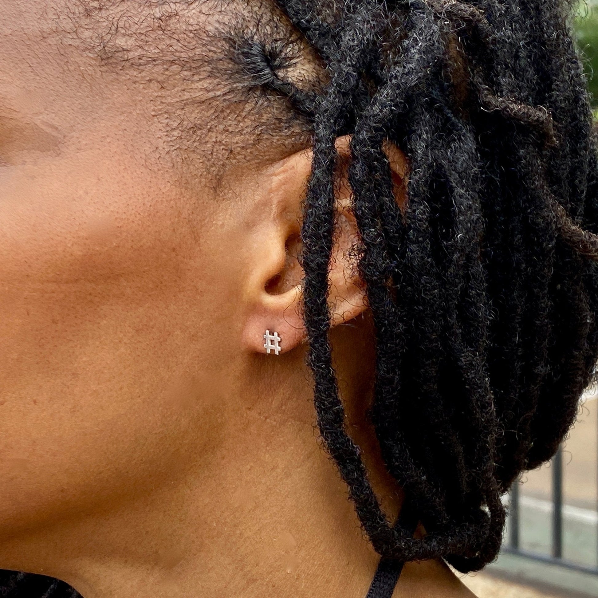 Sterling Silver Hashtag Earrings | mazi + zo jewelry