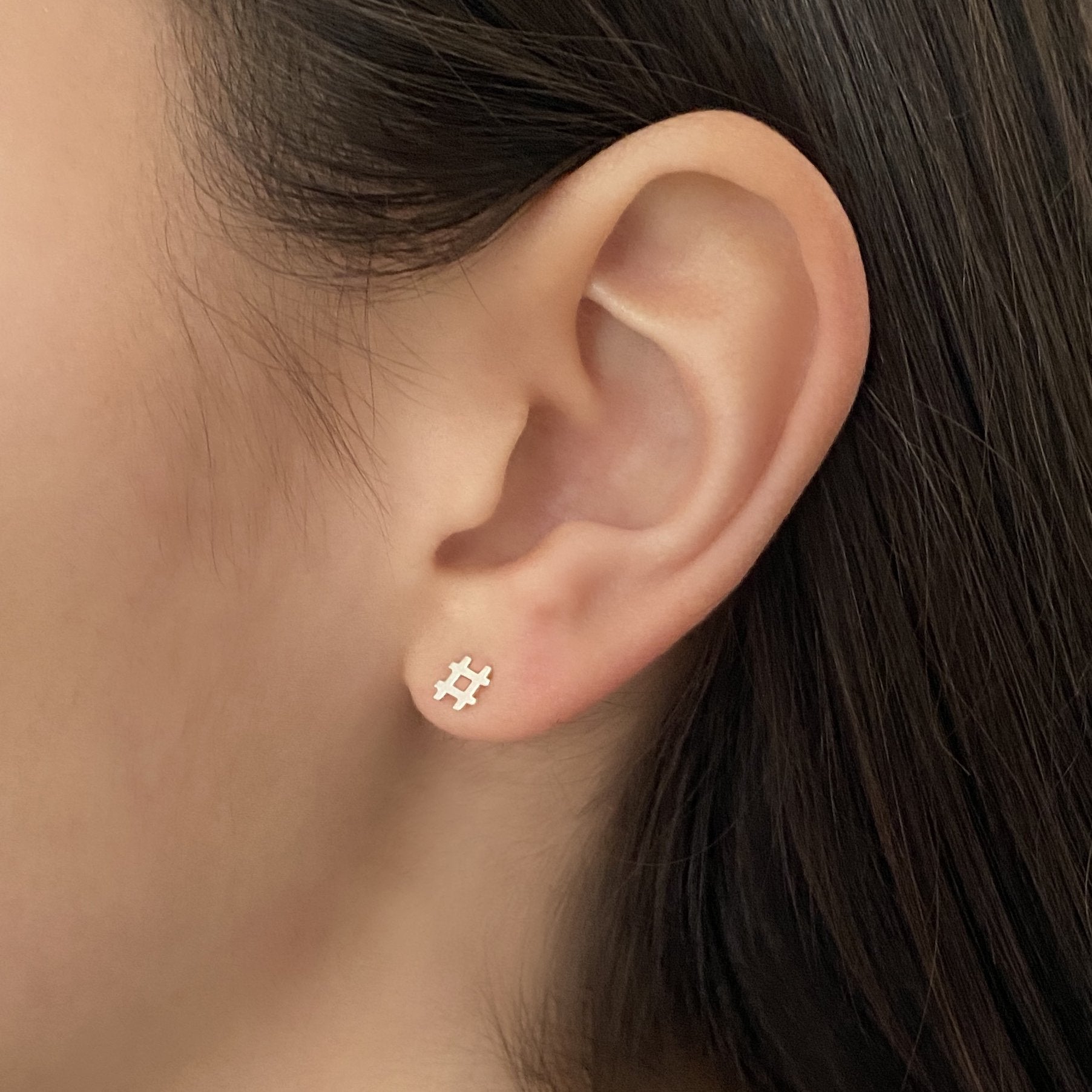 Sterling Silver Hashtag Earrings | mazi + zo jewelry